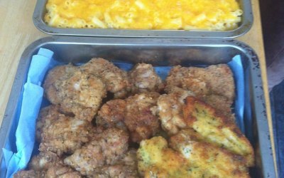 mac n cheese/southern fried chicken