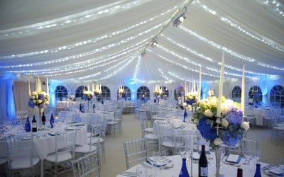 Wedding marquee with fairy lighting 