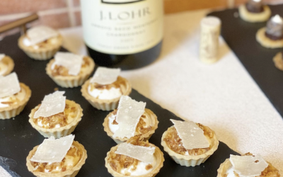 Caramelised artichoke and whipped goats cheese tartlets, aged parmesan