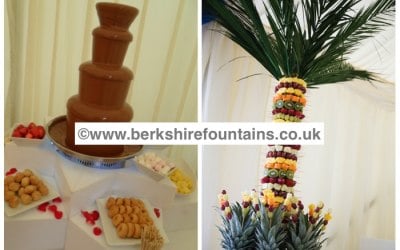 Chocolate Fountain and Fruit palm tree