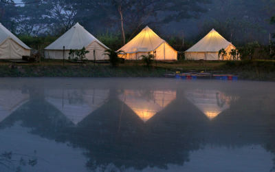 Bell Tents at Night
