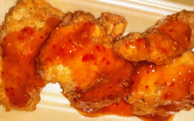 Fried Chicken covered in a homemade sauce