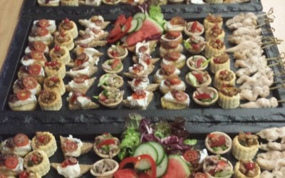 Canapes all ready to serve on a Cheshire society wedding