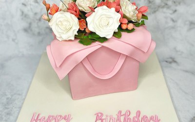 Flower basket cake with all handmade sugar flowers