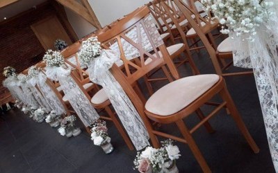 We have lace, organza and taffeta sashes available for hire