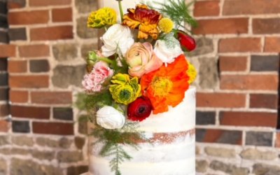 Floral Semi-naked Wedding Cake
