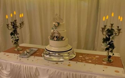 3 tier wedding cake made specifically with the groom in mind