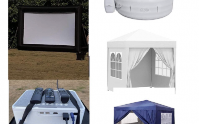 20ft inflatable screen, gazebo hire and hot tub hire