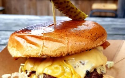 The All-in Burger!!! With our signature cheese sauce...
