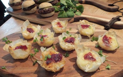 Canape angus burgers and brie and cranberry bites.
