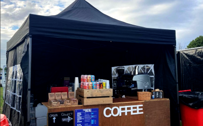 Setup at Stonedead Festival - Large events with a freestanding bar and even multiple machines for the higFor smaller events where quick setup is required, service from the van across our custom wooden barhest output