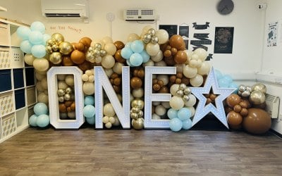 Light up numbers with balloon decor