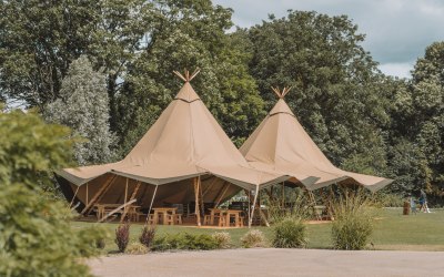Corporate Event at Amber Lakes - Supplied two Giant Hat tipis + Furniture
