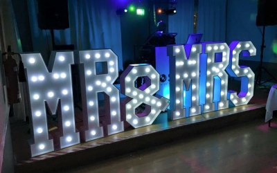 Giant LED Mr & Mrs Wedding Letters For Hire www.soundofmusicmobiledisco.com