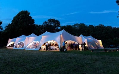 Capri marquees connected for wedding reception