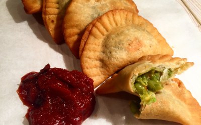 Pea pastizzi with middle eastern ketchup