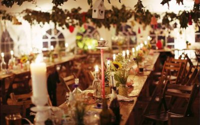 Vintage style marquee by candlelight