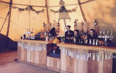 Our rustic bar in a beautiful tipi wedding