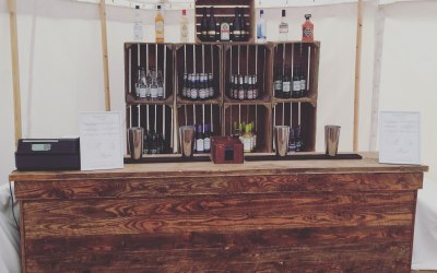 Our 2.5m Vintage Wooden Bar & Apple Crate Back Bar