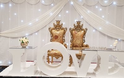 LOVE table and large decor hire