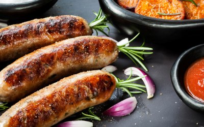 Hand made sausages from our butcher