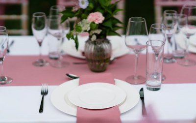 Beautiful tableware & coloured linen