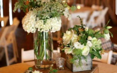 Barn style centrepieces 