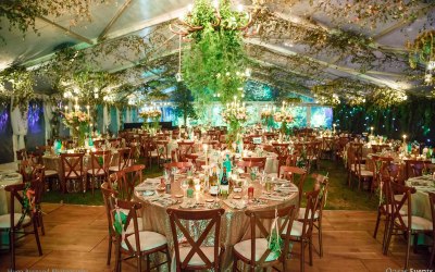 Luxury 21st birthday party in marquees in Cotswolds - dinner, dancing for 250