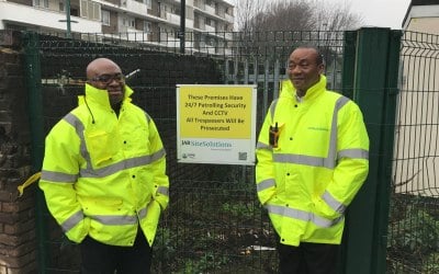 Two of our Static Guards on a site in Vauxhall