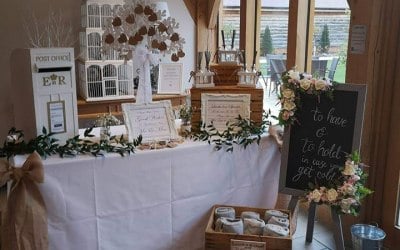 A small selection in the picture of other wedding items which can be hired. Blanket, sparkler and post box station.