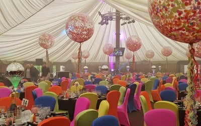 3ft confetti filled balloons for Worcestershire Ball