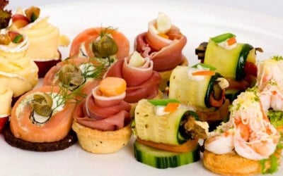 Selection of delicious canapes.