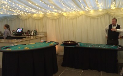 Roulette and Blackjack in a marquee