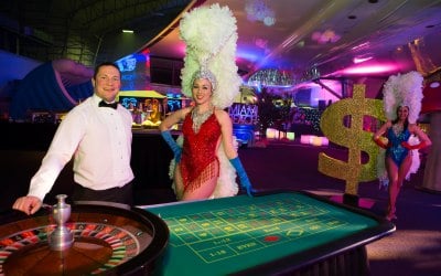 Roulette table and Showgirl