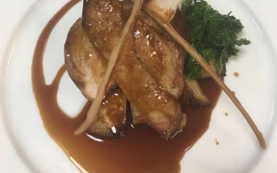 Lemon Thyme Chicken breast, roasted roots, kale, white wine jus 