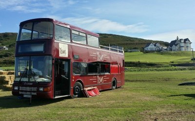 Huw Bach our Converted Double Decker Bus offering a full pop up pub service perfect for large or small events, Festivals, Shows, Weddings, events 