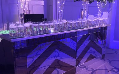 3 Metre Gold & Silver mirrored bar ideal for a wedding.