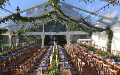Completely clear roof frame marquee