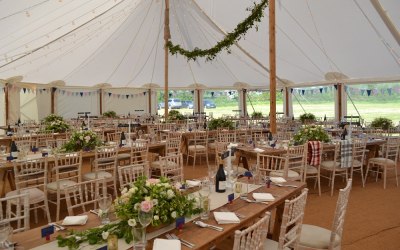 Traditional pole marquee interior