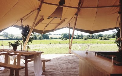 Looking out of the Tipis on a beautiful day
