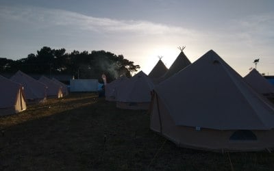 Bell tents and Tipis at dawn