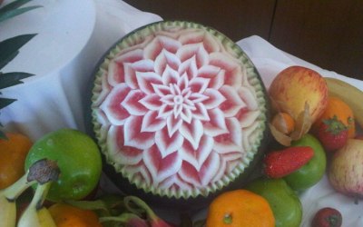 One of our carved watermelons for our fruit displays