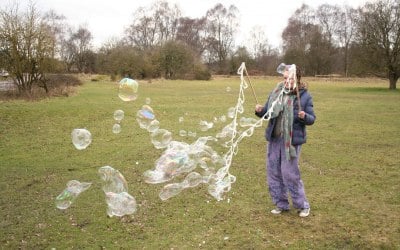 Multiple bubbles are great to chase and pop!  Why not have a bubble party? 
