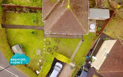 A customer's house, we checked out the roof tiles for them and they got the aerial view to help plan their garden for a makeover.