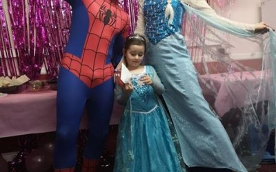 Joint Character Parties - Spider Super Hero with The Snow Queen