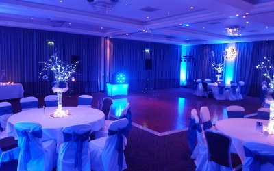 Rookery Hall in Blue Up Lights