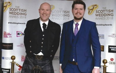 Father and son at the finals of the scottish wedding awards