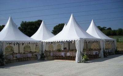 Pagoda marquees on hard standing