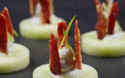 Cucumber Cups with Blue Cheese & Bacon