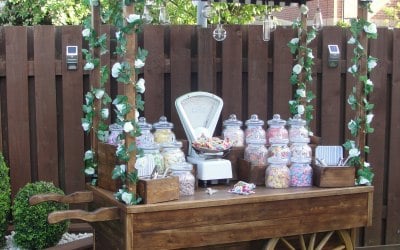 Our rustic Sweet Shop Candy Cart